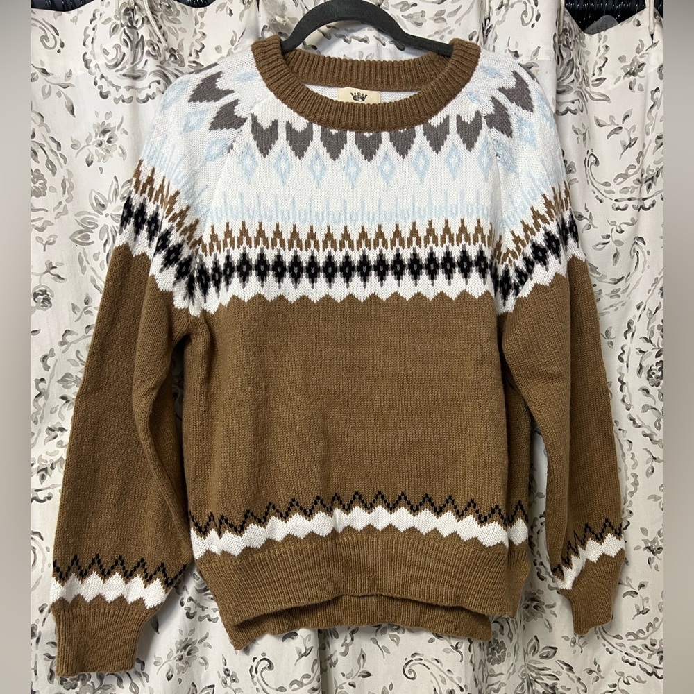 Panache Brown and White Geometric Women’s Sweater